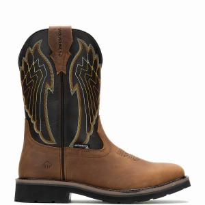 Botas Wolverine Rancher Eagle Waterproof Steel-Toe Wellington Hombre Marrones Negras | TXE5854CZ