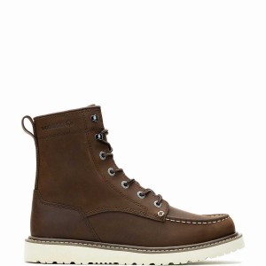 Botas de Trabajo Wolverine Trade Wedge Unlined 8" Moc-Toe Hombre Marrones Oscuro | NHS3576AY