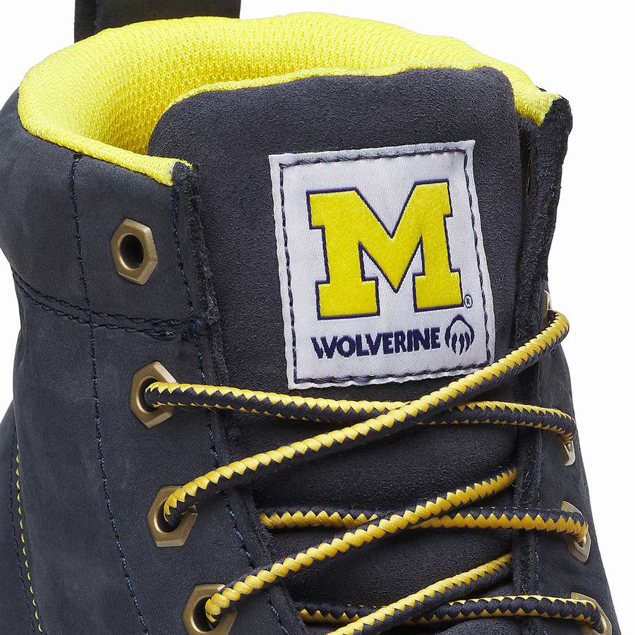 Botas de Trabajo Wolverine x Valiant University of Michigan Floorhand Moc Toe Hombre Azul Marino | JZD8590FW