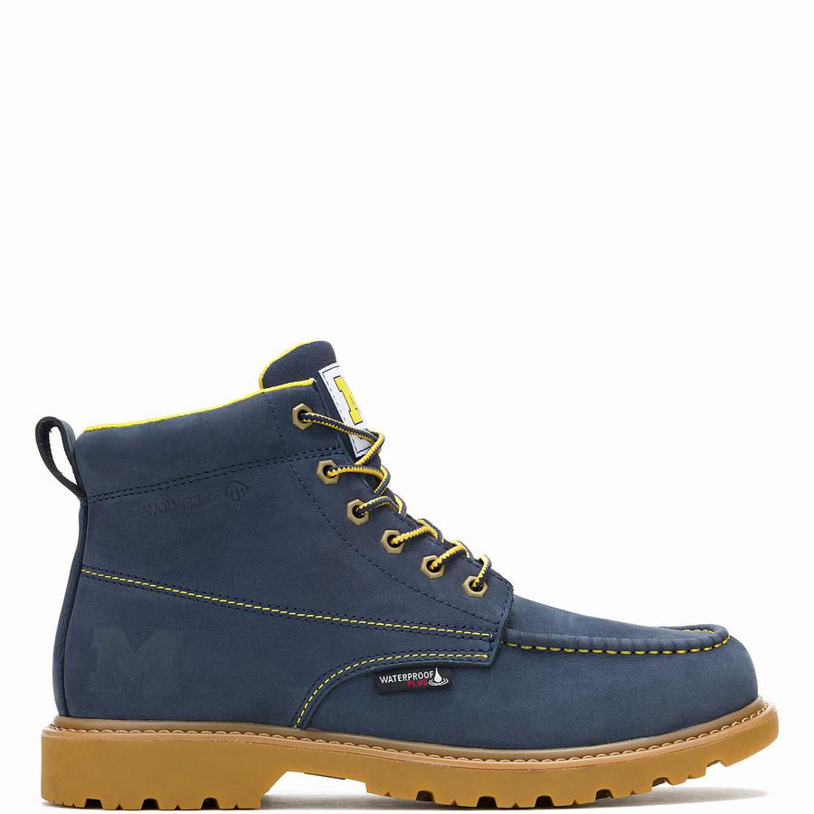 Botas de Trabajo Wolverine x Valiant University of Michigan Floorhand Moc Toe Hombre Azul Marino | JZD8590FW