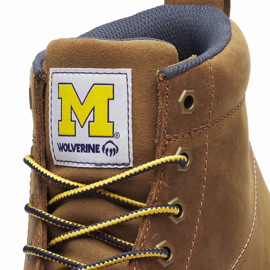 Botas de Trabajo Wolverine x Valiant University of Michigan Floorhand Moc Toe Hombre Marrones | YCM881HI