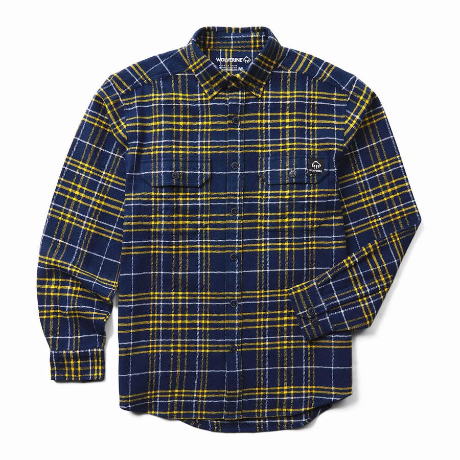 Camisas Wolverine Glacier Heavyweight Long Sleeve Flannel Hombre Azules | YXY961RE