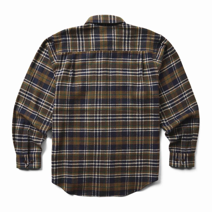 Camisas Wolverine Glacier Heavyweight Long Sleeve Flannel Hombre Negras Verde | NEB8622VQ