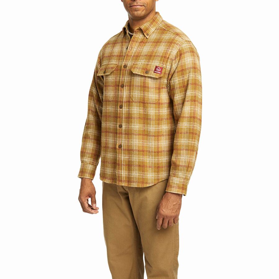 Camisas Wolverine Glacier Heavyweight Long Sleeve Flannel Hombre Marrones | ATP8852EG