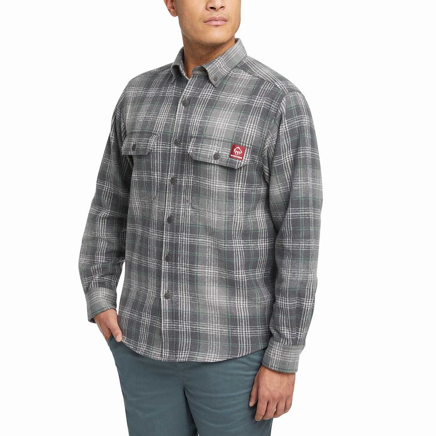 Camisas Wolverine Glacier Heavyweight Long Sleeve Flannel Hombre Gris | MYI2758QI