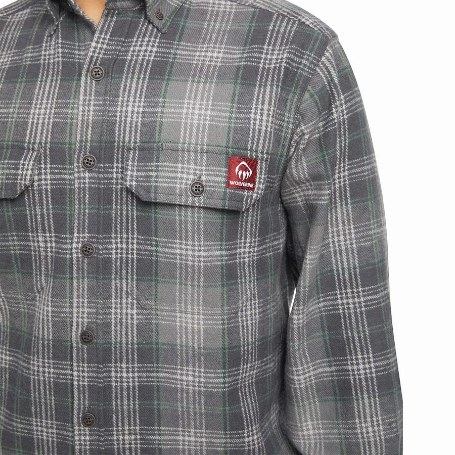 Camisas Wolverine Glacier Heavyweight Long Sleeve Flannel Hombre Gris | MYI2758QI