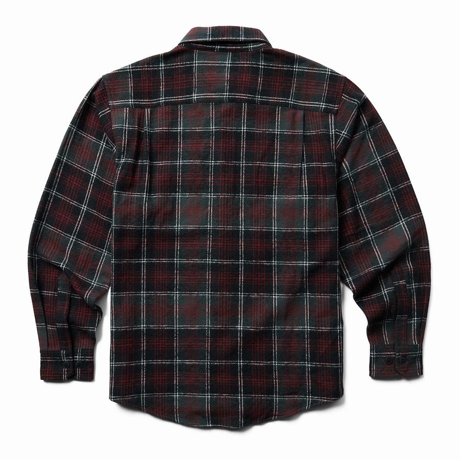 Camisas Wolverine Glacier Heavyweight Long Sleeve Flannel Hombre Negras Rojas | ANE9755AY