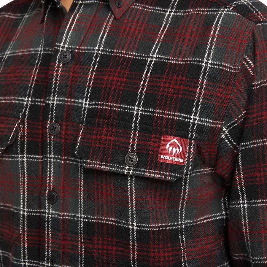 Camisas Wolverine Glacier Heavyweight Long Sleeve Flannel Hombre Negras Rojas | ANE9755AY