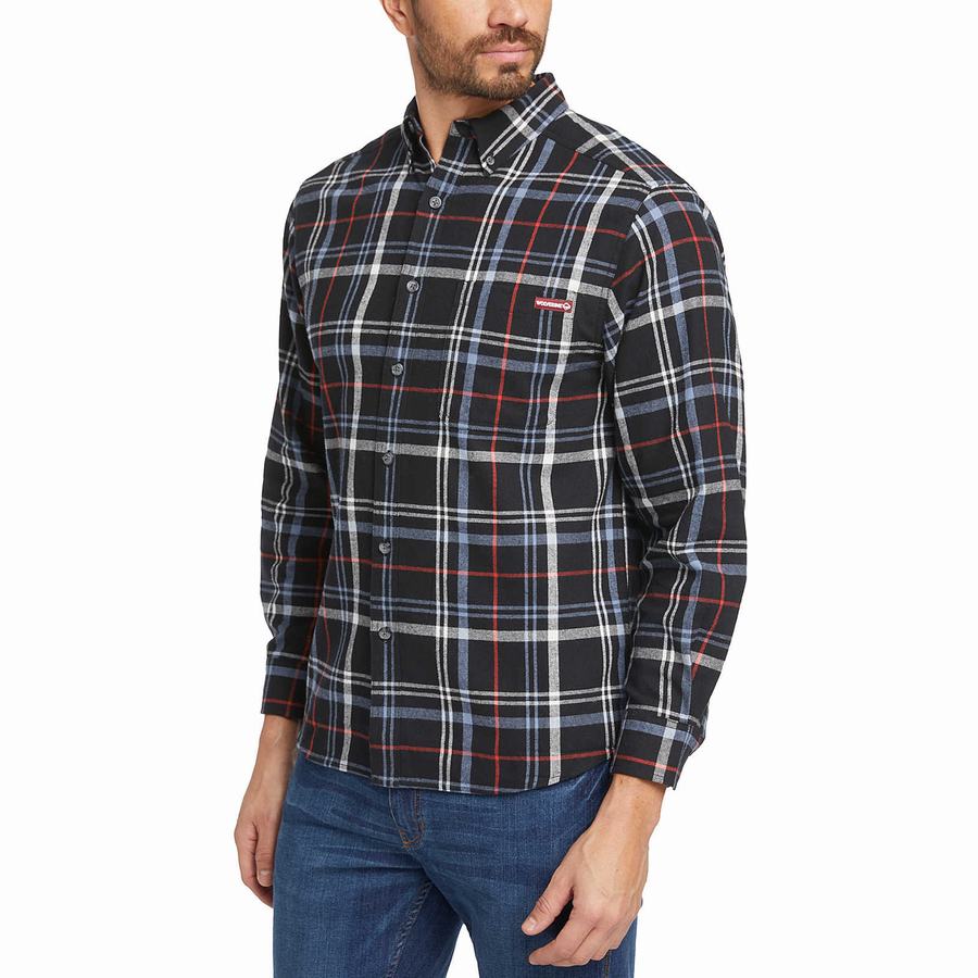 Camisas Wolverine Hastings Flannel Hombre Negras Gris | HMV4439WJ