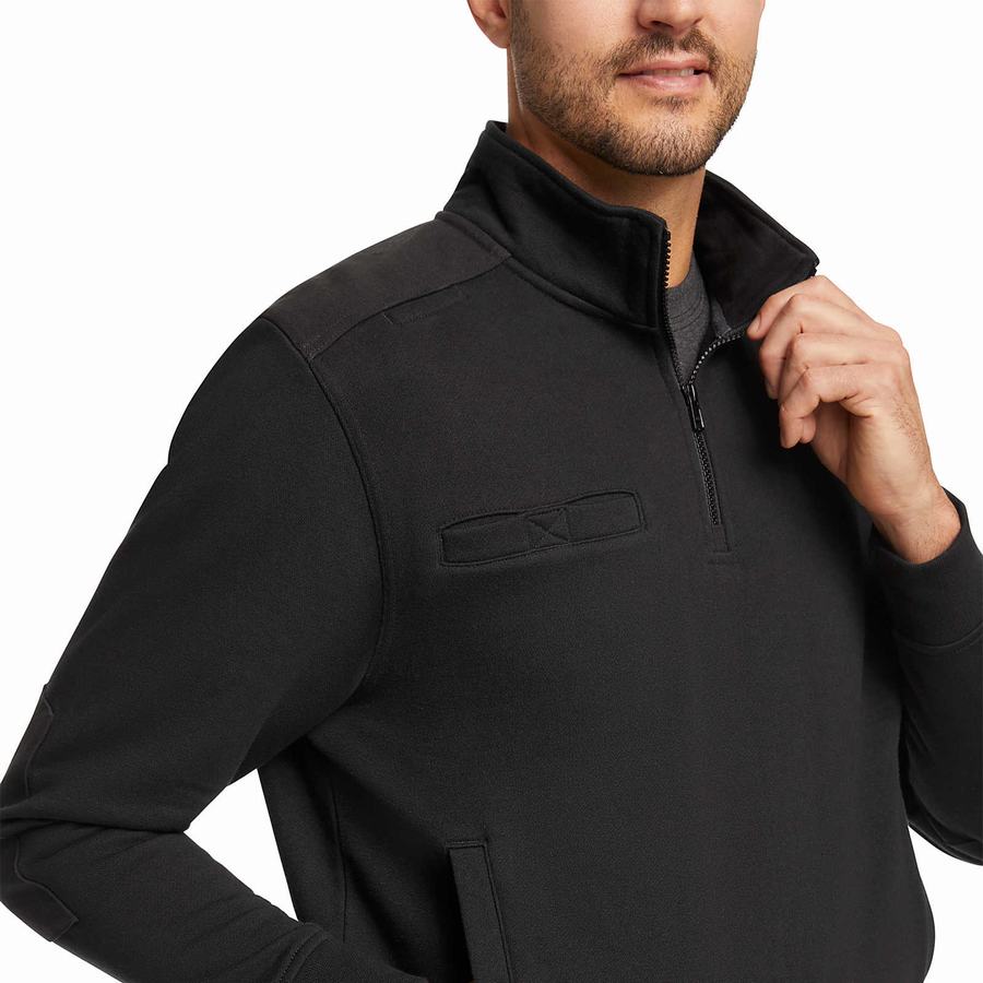 Fleece Wolverine Job Shirt Quarter Zip Hombre Negras | ZBA1823WO