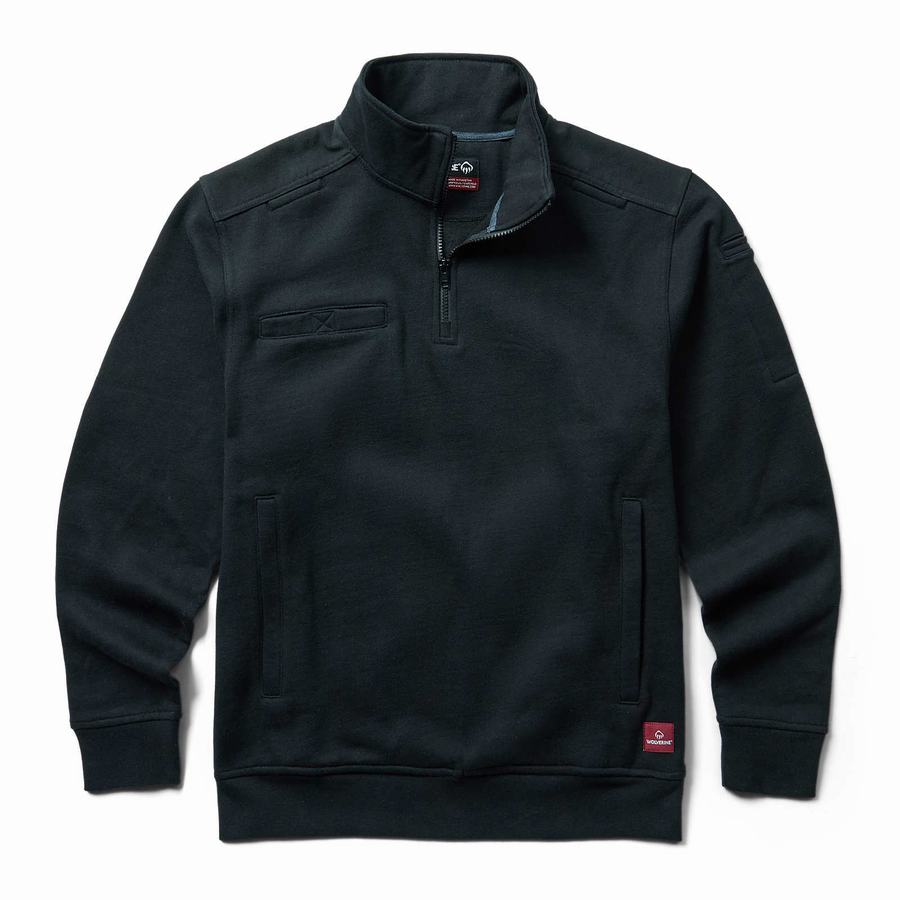 Fleece Wolverine Job Shirt Quarter Zip Hombre Negras | ZBA1823WO