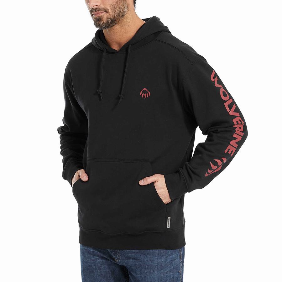 Sudadera con Capucha Wolverine Graphic- Sleeve Logo Hombre Negras | FKB1247LP